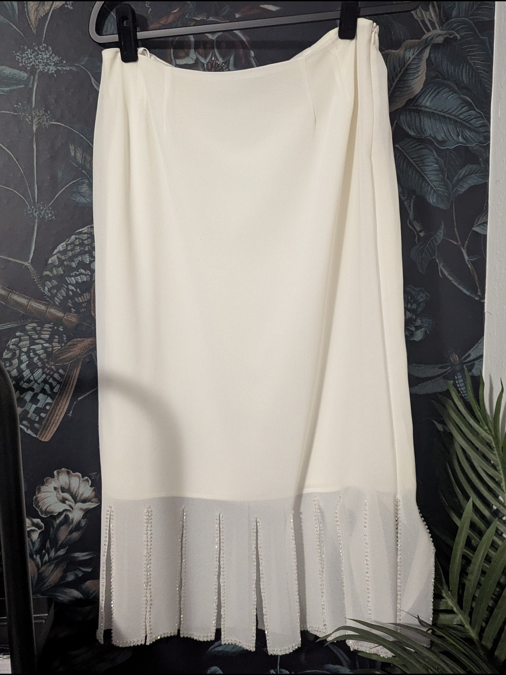 Vintage MSK Cream Beaded Mermaidcore Bridal  Bachelorette Maxi Skirt Large